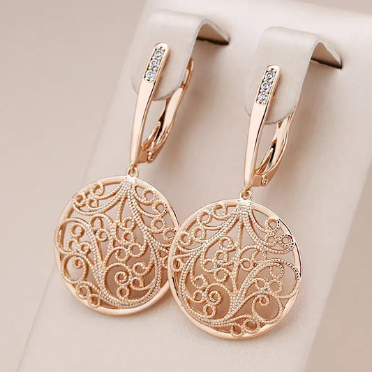 Elegant Round Mandala Earrings in Gold